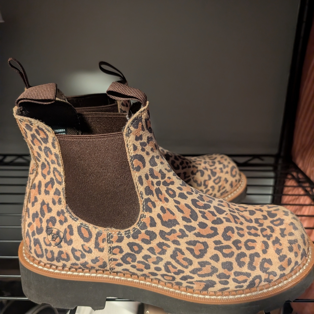 Ariat Fat Baby Leopard Print Chelsea Utility Boot - Brown/Black